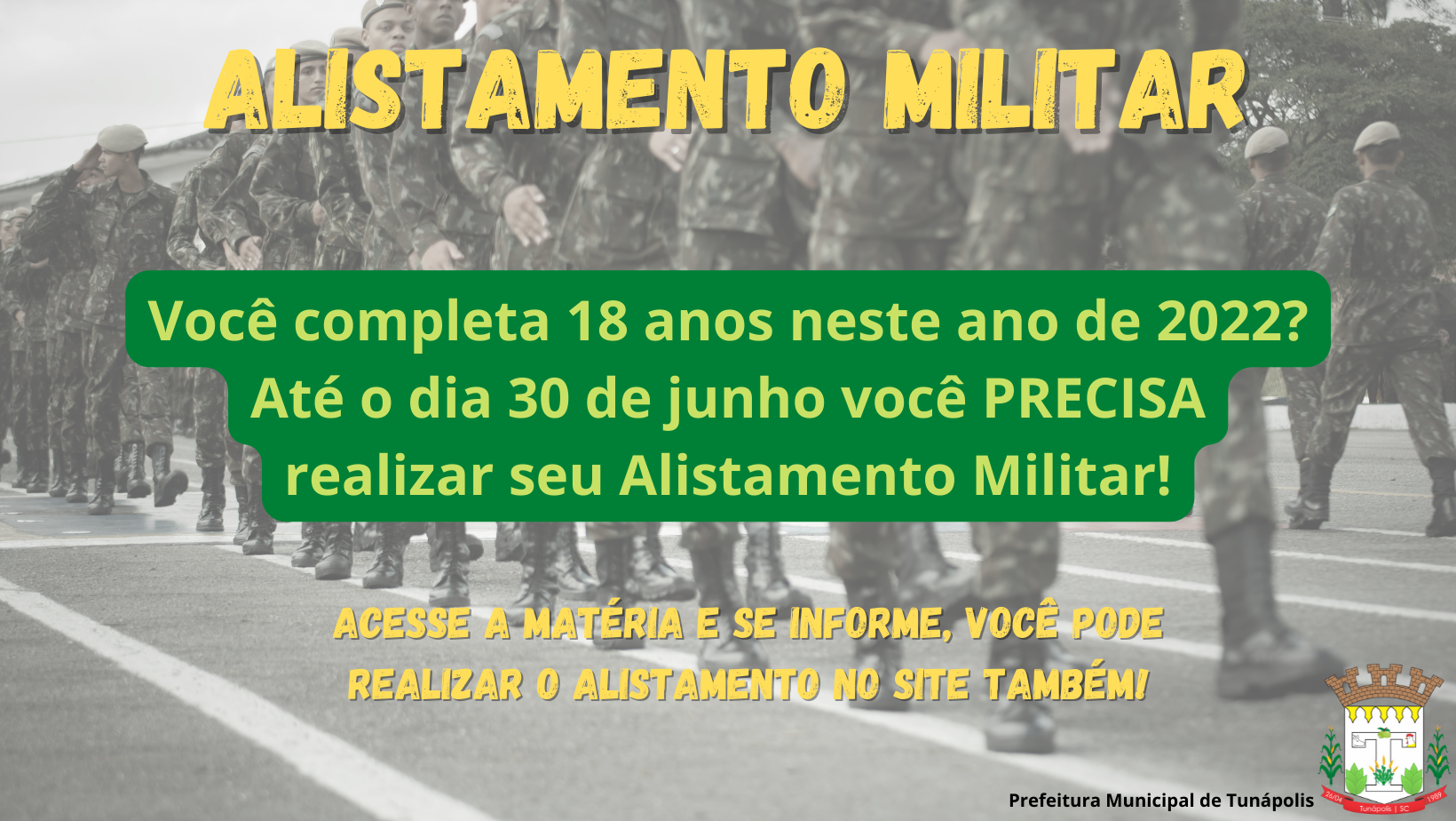 Alistamento Militar: Jovens que completam 18 anos em 2022